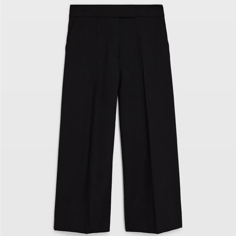 Club Monaco Black Wide-Leg Extended-Tab Waist Trousers - Size 10 - Picture 4 of 6